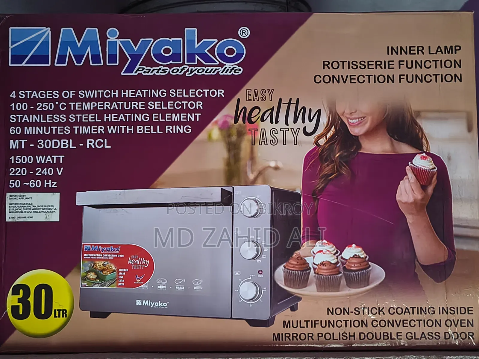 Miyako 30l Convection Electric Oven Mt-30dbl-RCL