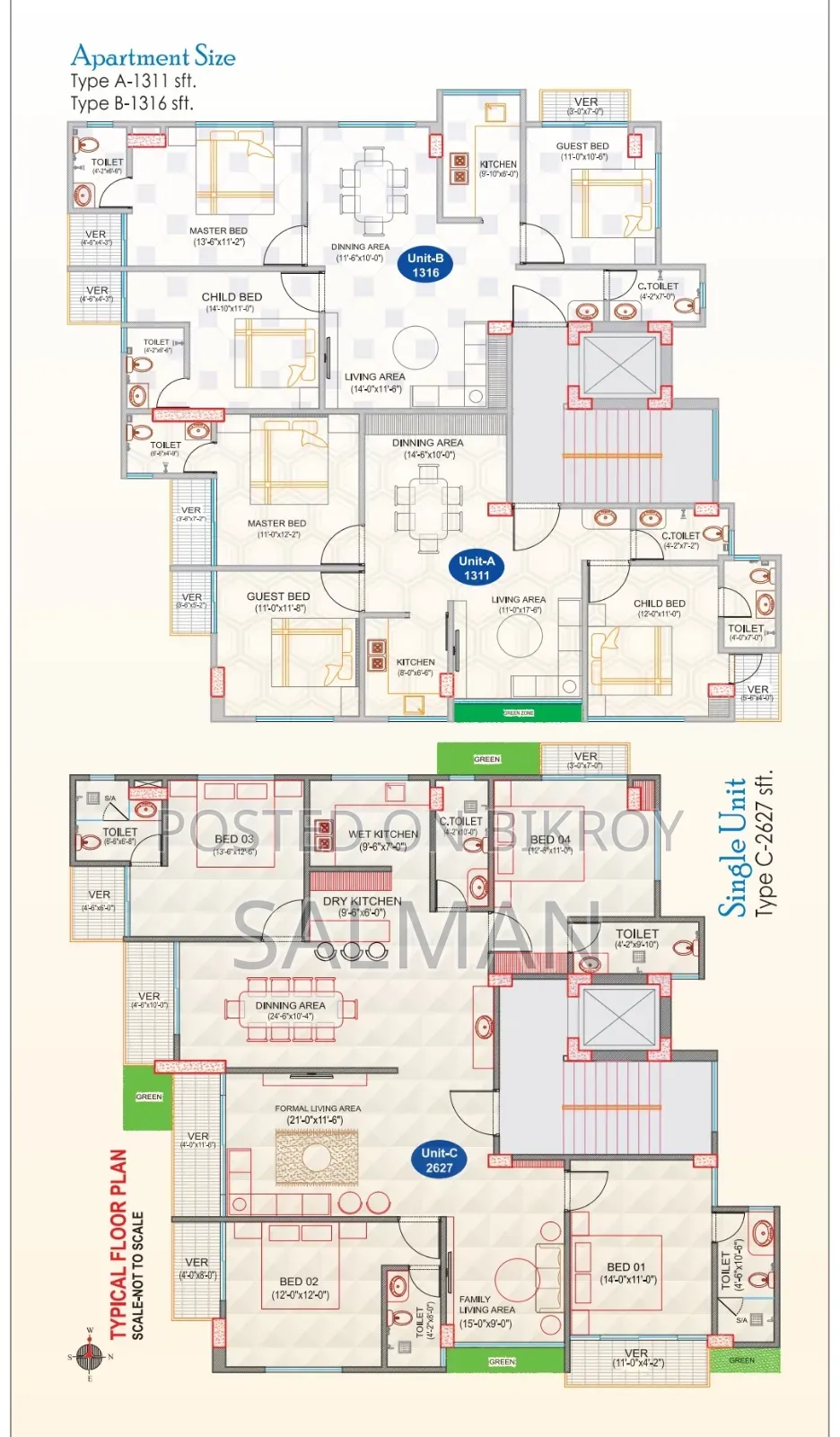 3-bedroom Apartment in Rid Nongor, Baizid for sale