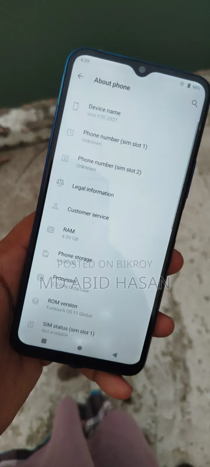 Vivo Y20 64 GB Blue