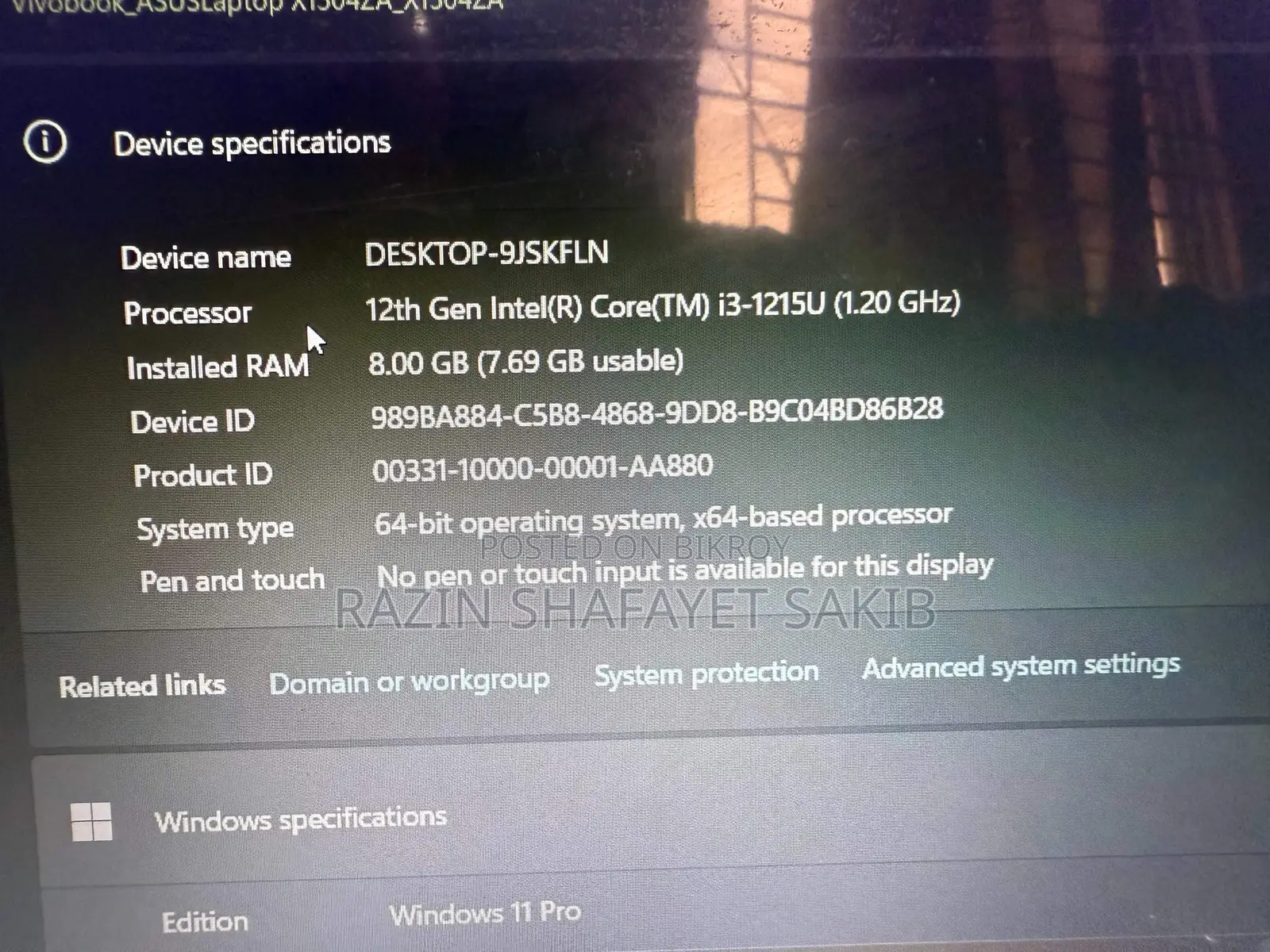 Laptop Asus VivoBook 15 X510UQ 8GB Intel Core i3 SSD 512GB