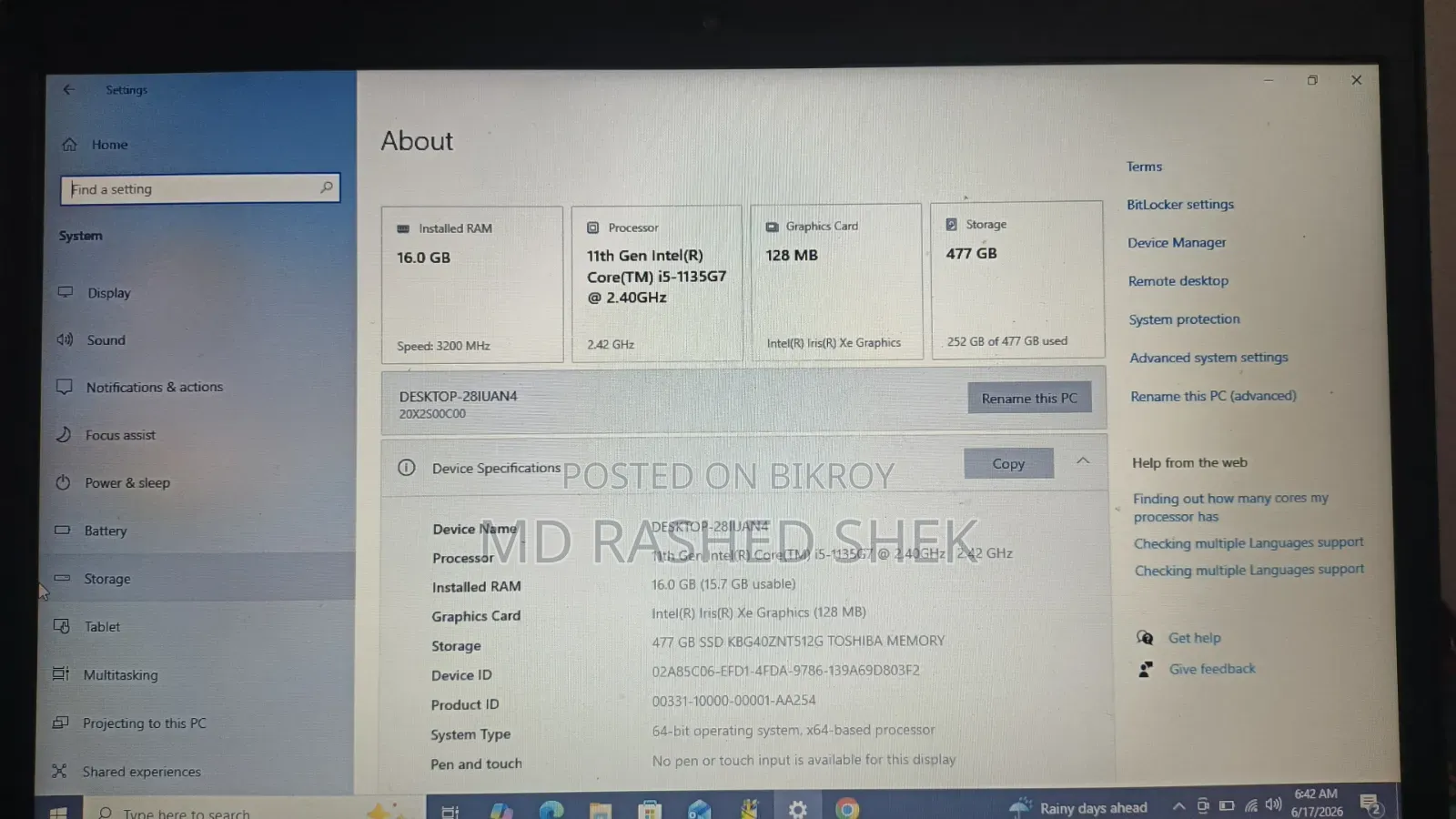 Laptop Lenovo ThinkPad L14 16GB Intel Core I5 SSD 512GB