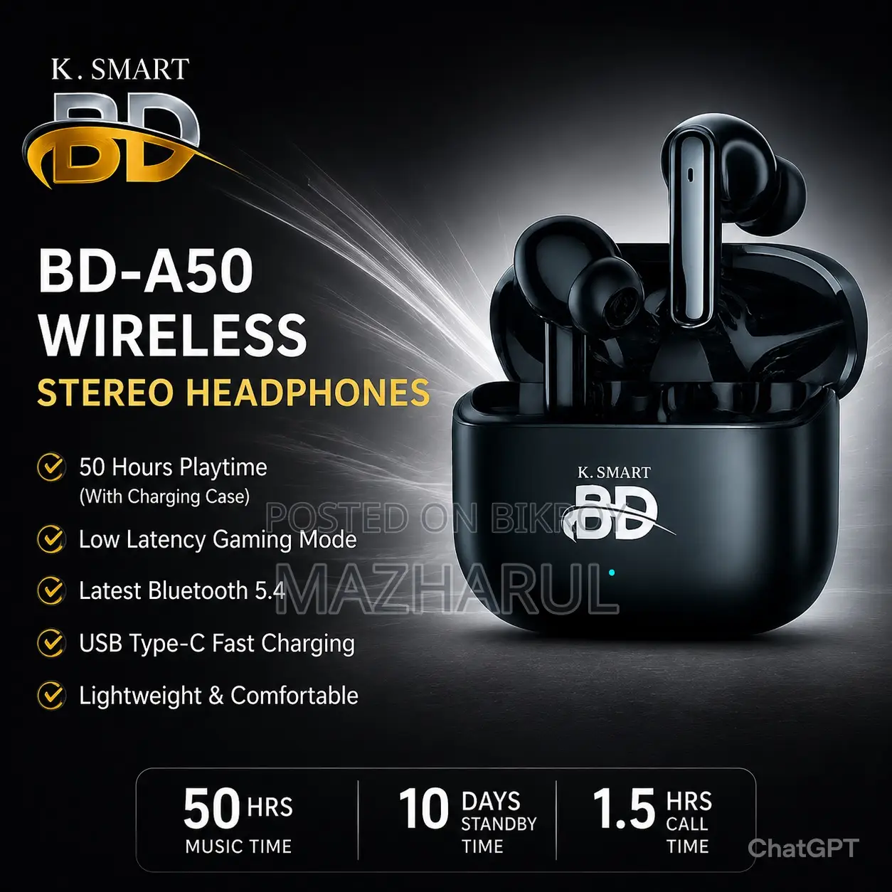 K. Smart Bd-a50 Wireless Earbuds