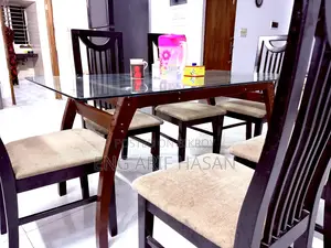 Hatil Dining Table Glass Top, 6 Seater Excellent Condition