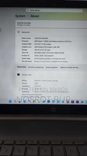 Laptop HP 15s 8GB AMD Ryzen 3 SSD 512GB