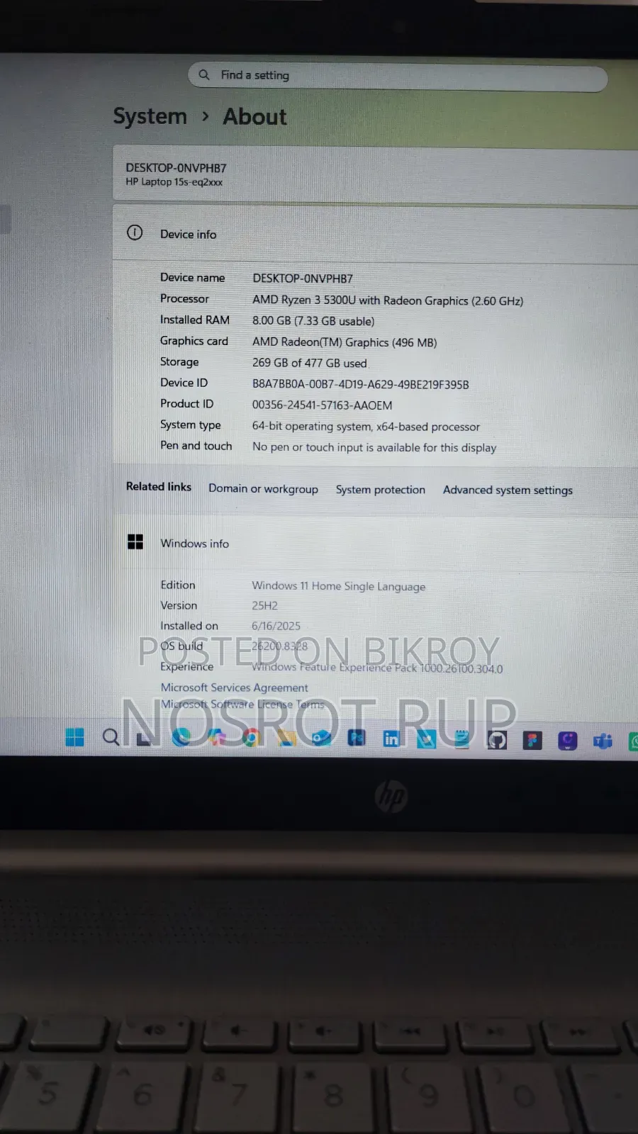 Laptop HP 15s 8GB AMD Ryzen 3 SSD 512GB