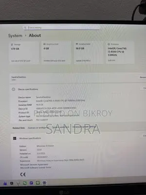 Desktop Computer 16GB Intel Core I5 SSD 640GB