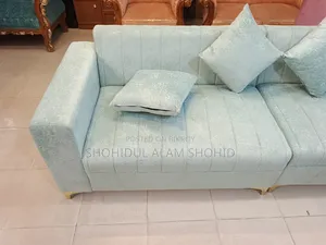 L-Shape Sofa. Made with metal legs. Inside frame made of Gamari wood.