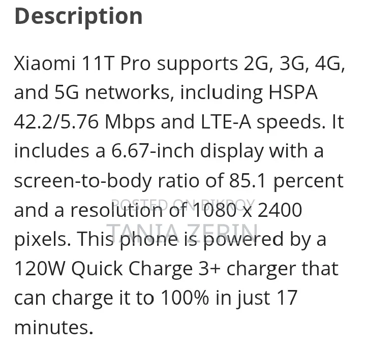 New Xiaomi 11T Pro 256 GB Black