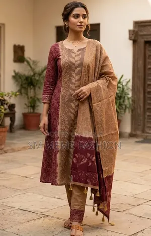 আনস্টিচ সিল্ক বাটিক থ্রি পিস