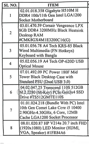 Desktop Computer 8GB Intel Core I5 SSD 512GB