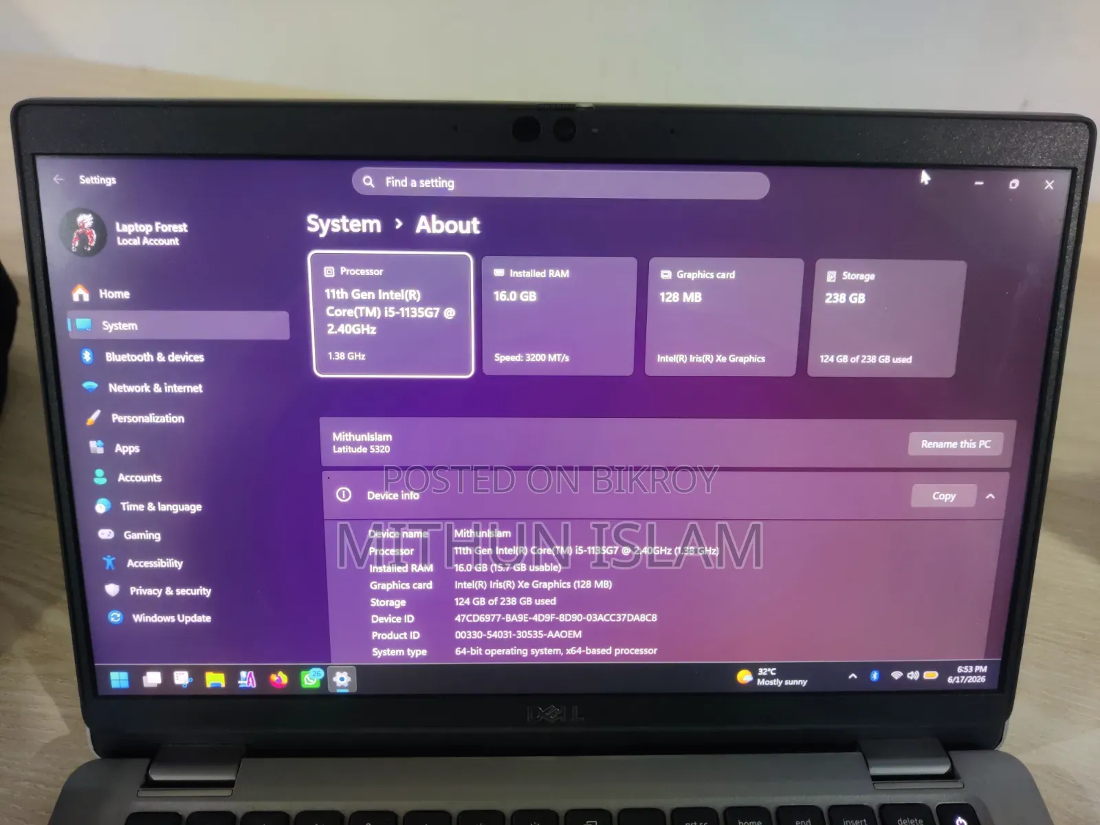 Laptop Dell Latitude 5320 16GB Intel Core i5 SSD 256GB