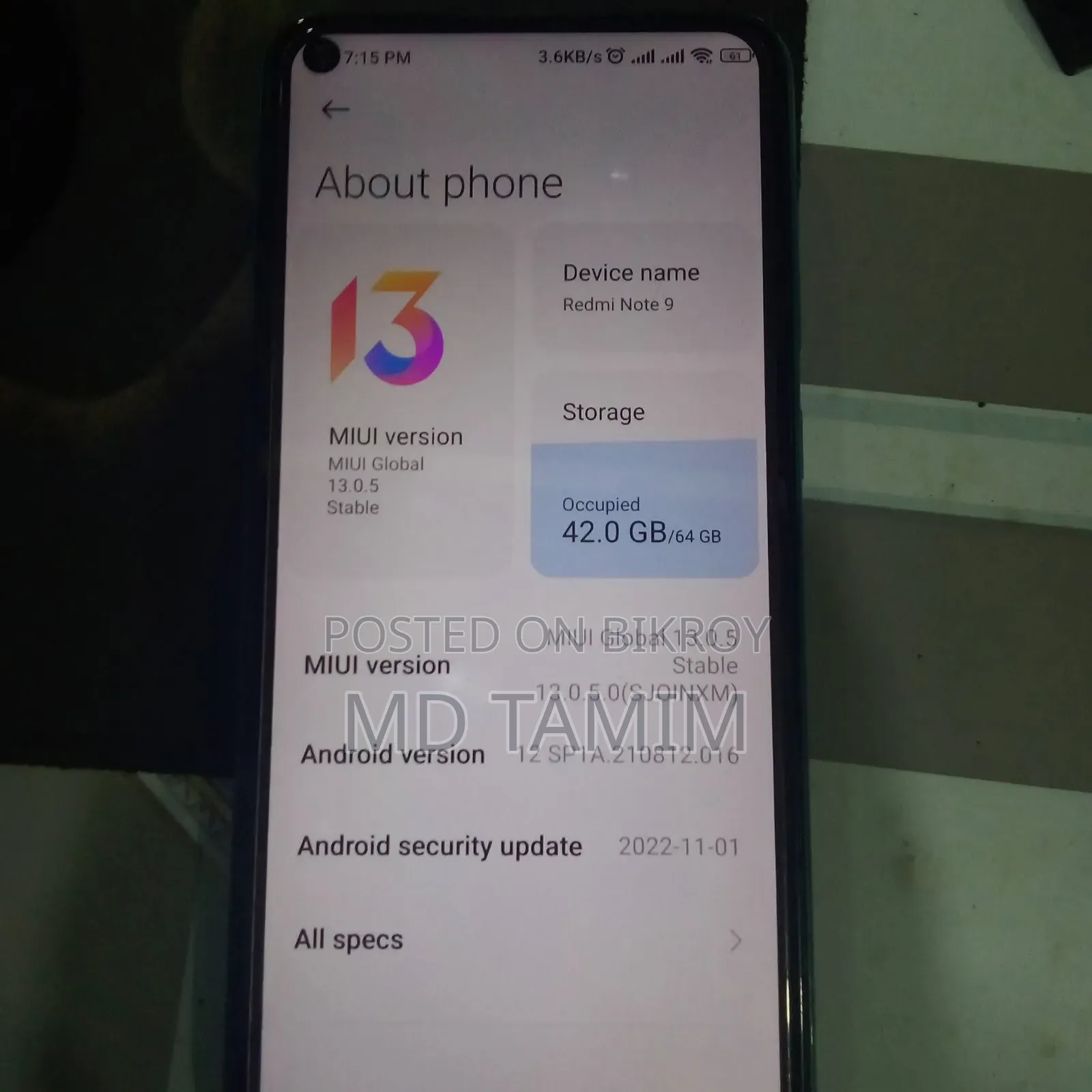 Xiaomi Redmi Note 9 64 GB Blue