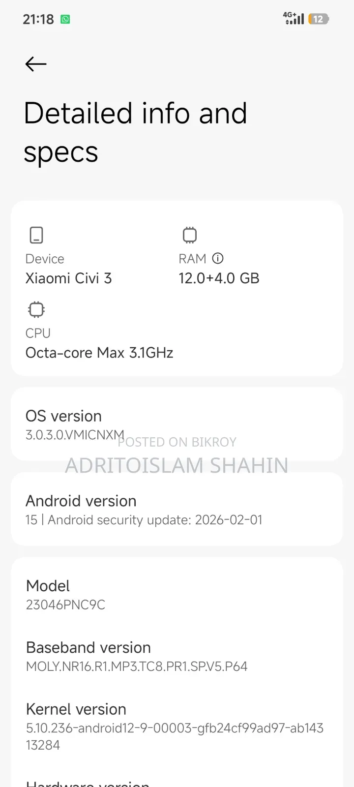 Xiaomi Civi 3 256 GB Blue