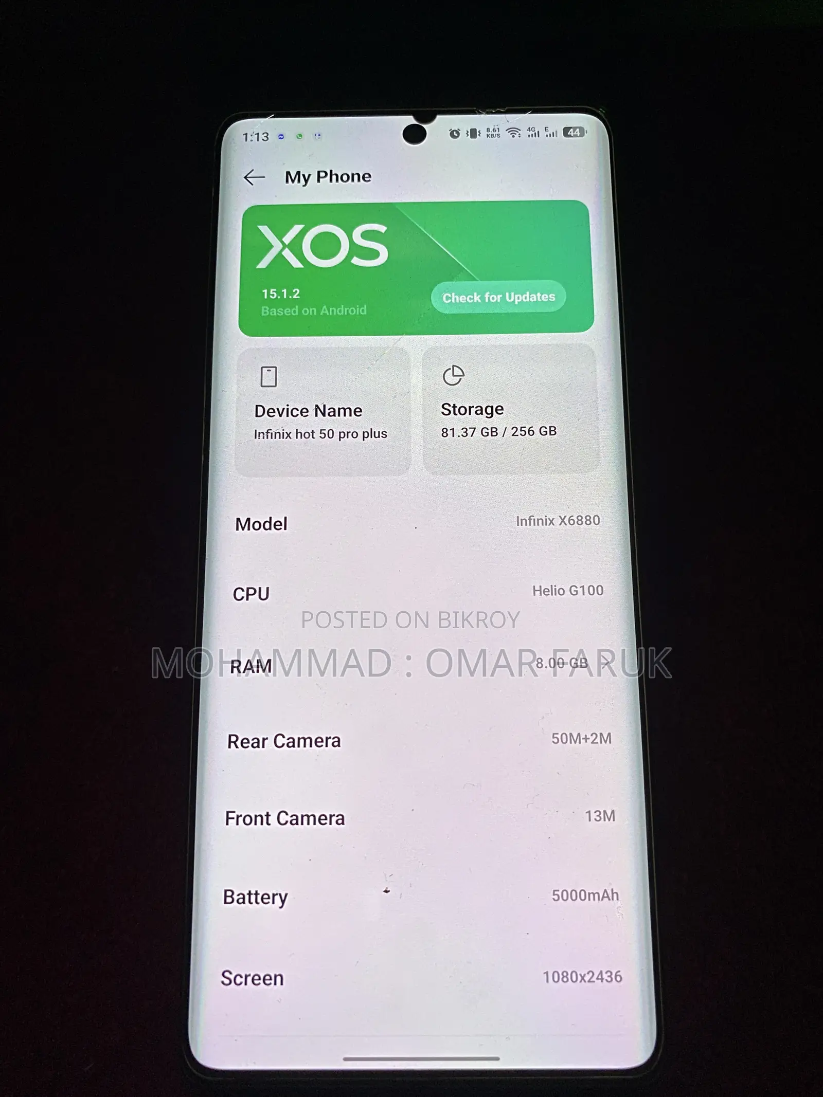 Infinix Hot 50 Pro+ 4G 256 GB Blue