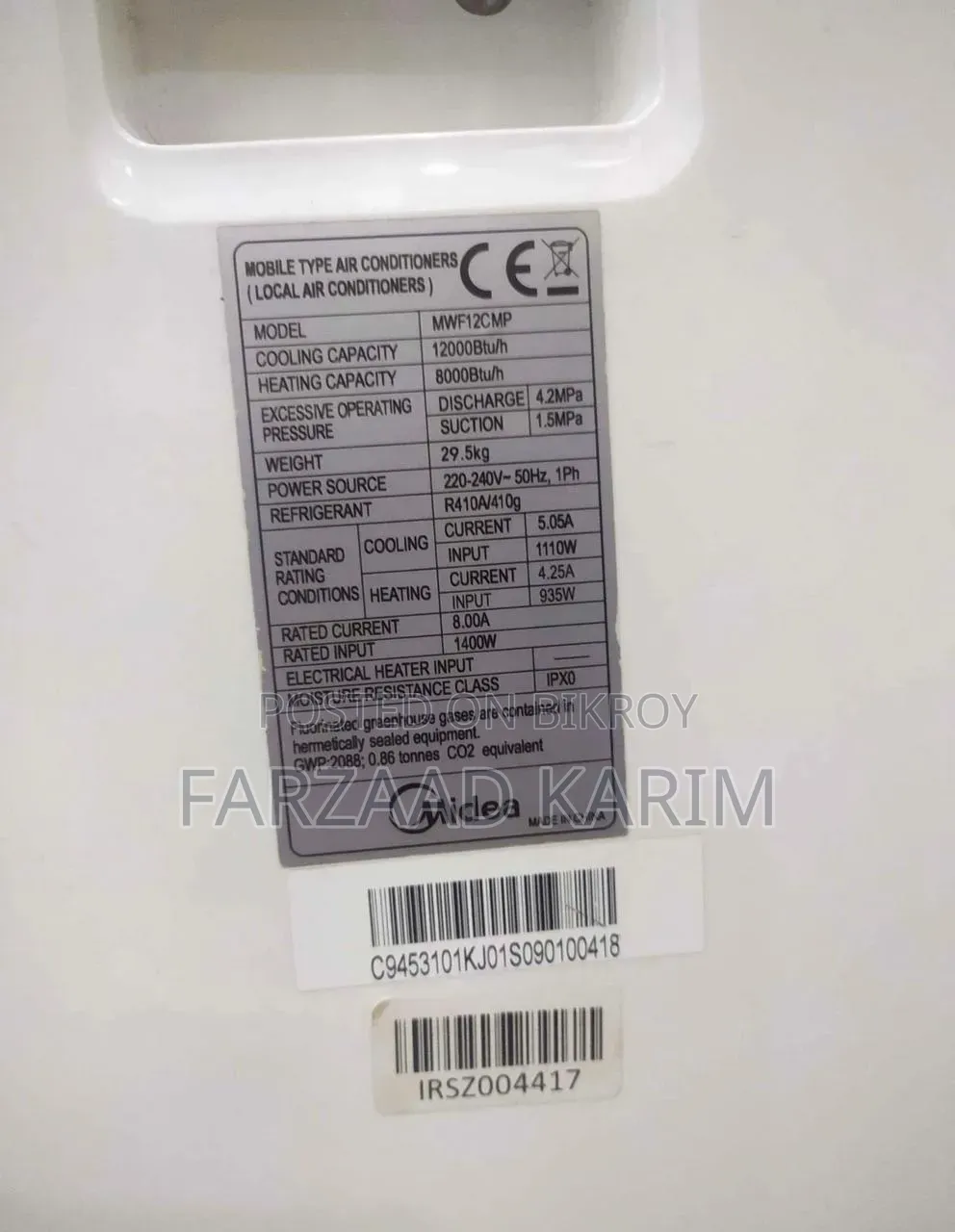 Midea Portable 1ton Ac