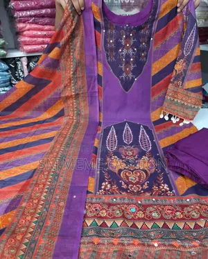 Digital Print and Glasswork Kameez = Georgette