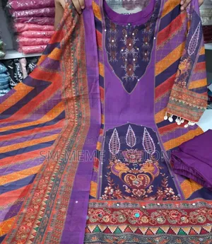 Digital Print and Glasswork Kameez = Georgette