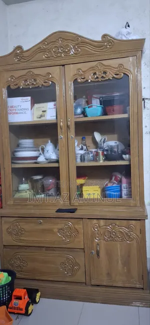 Urgent sale: Teak wood 2-part showcase at a low price!