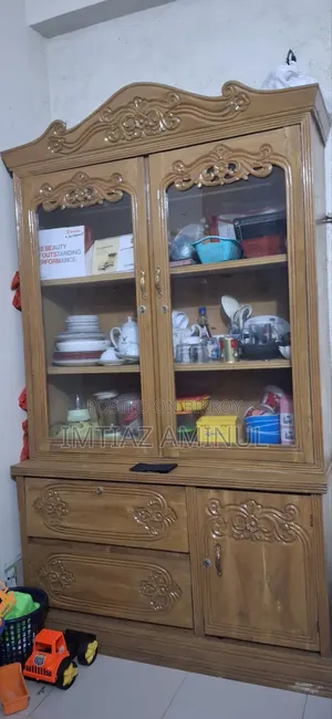 Urgent sale: Teak wood 2-part showcase at a low price!