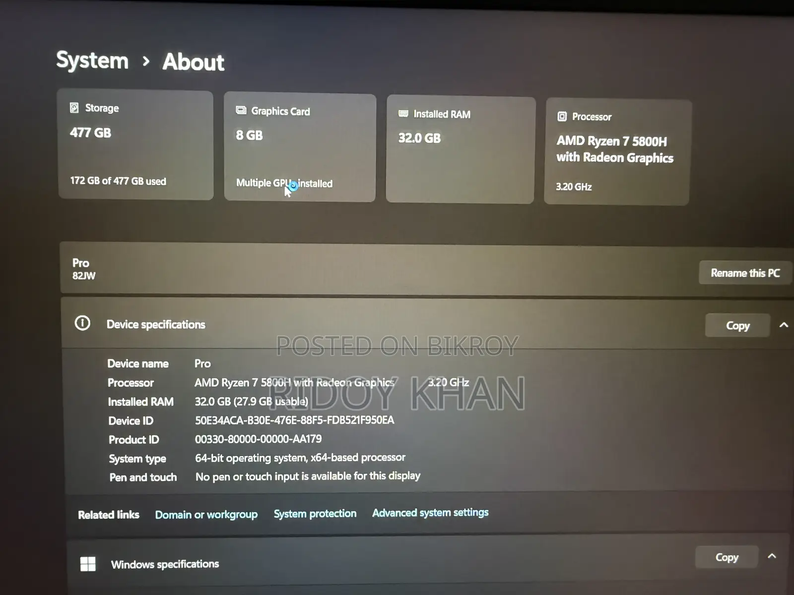 Lenovo Legion Y7000P IRX9 Gaming Laptop 32GB AMD Ryzen 7 SSD 500GB
