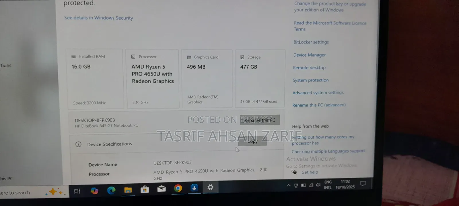 Laptop HP EliteBook 845 G7 16GB AMD Ryzen 5 SSD 512GB