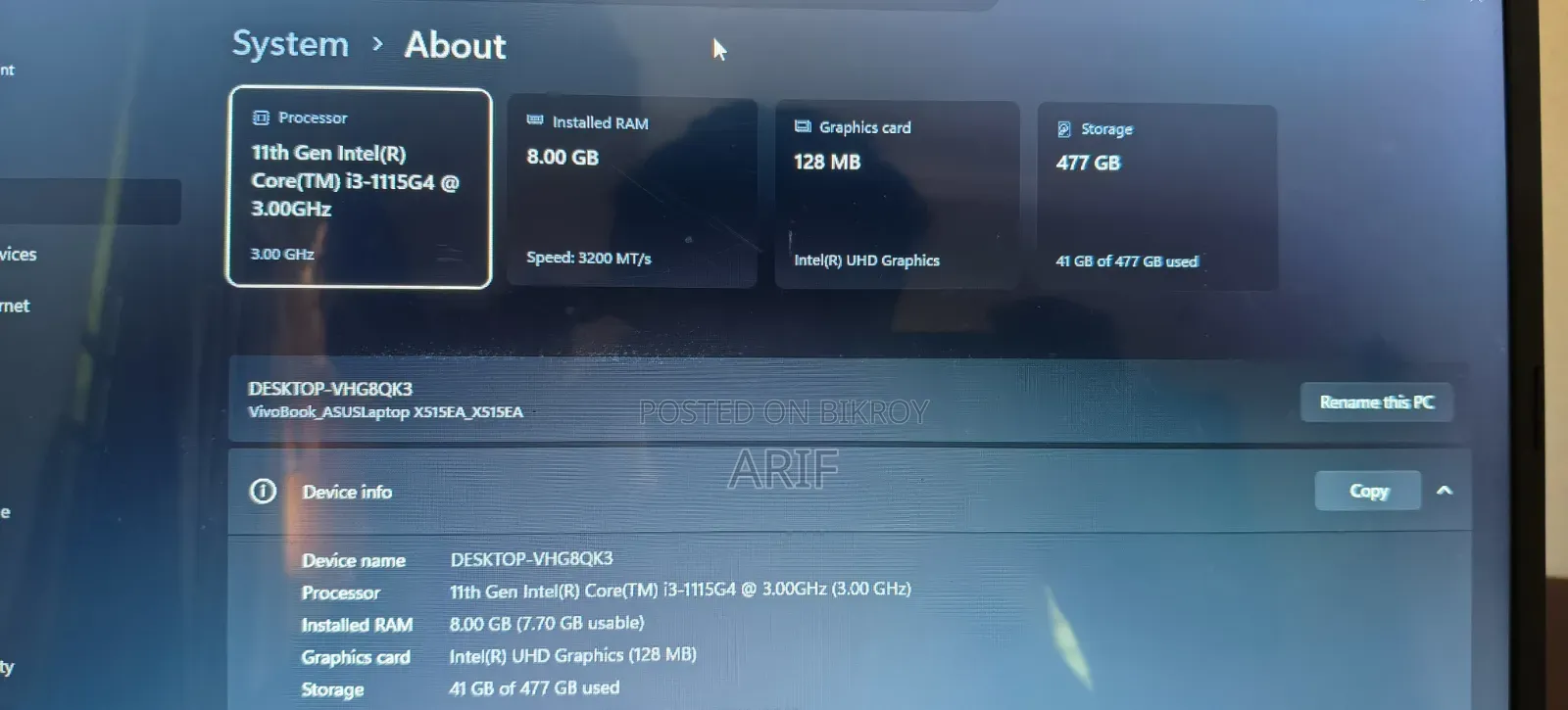 Laptop Asus X552EA 8GB Intel Core I3 SSD 512GB