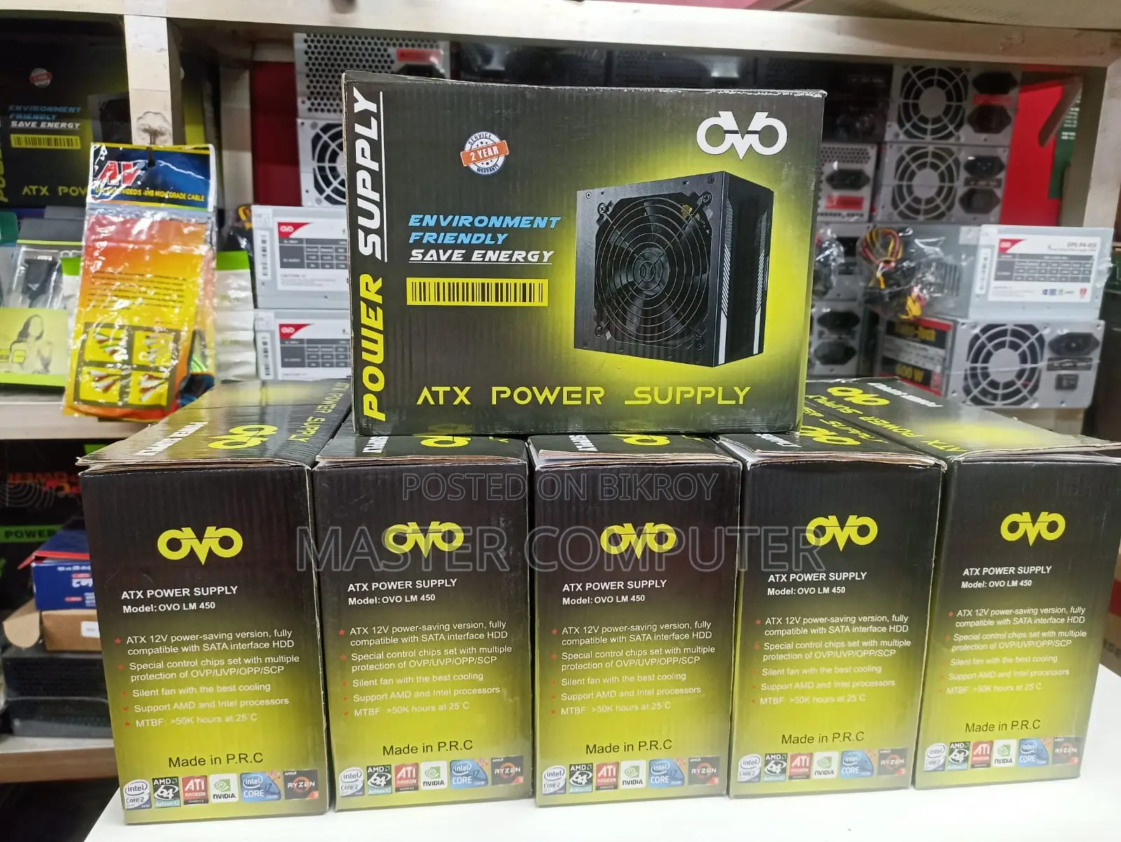 Ovo Power Supply Black 450W - 2-year Warranty