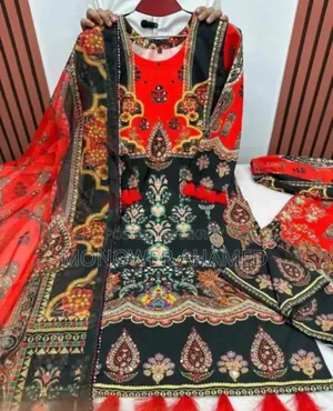 Digital Print 3-piece Kamiz-Cherry