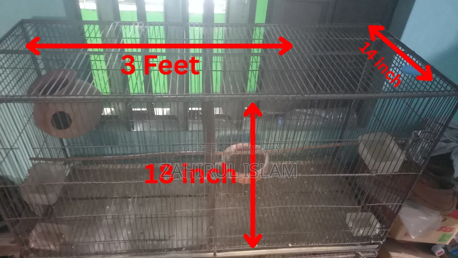 Bird cage with 4 steel trays
