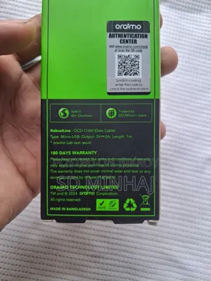 Oraimo Type B Cable. Fast Charging Support. High Quality Cable.