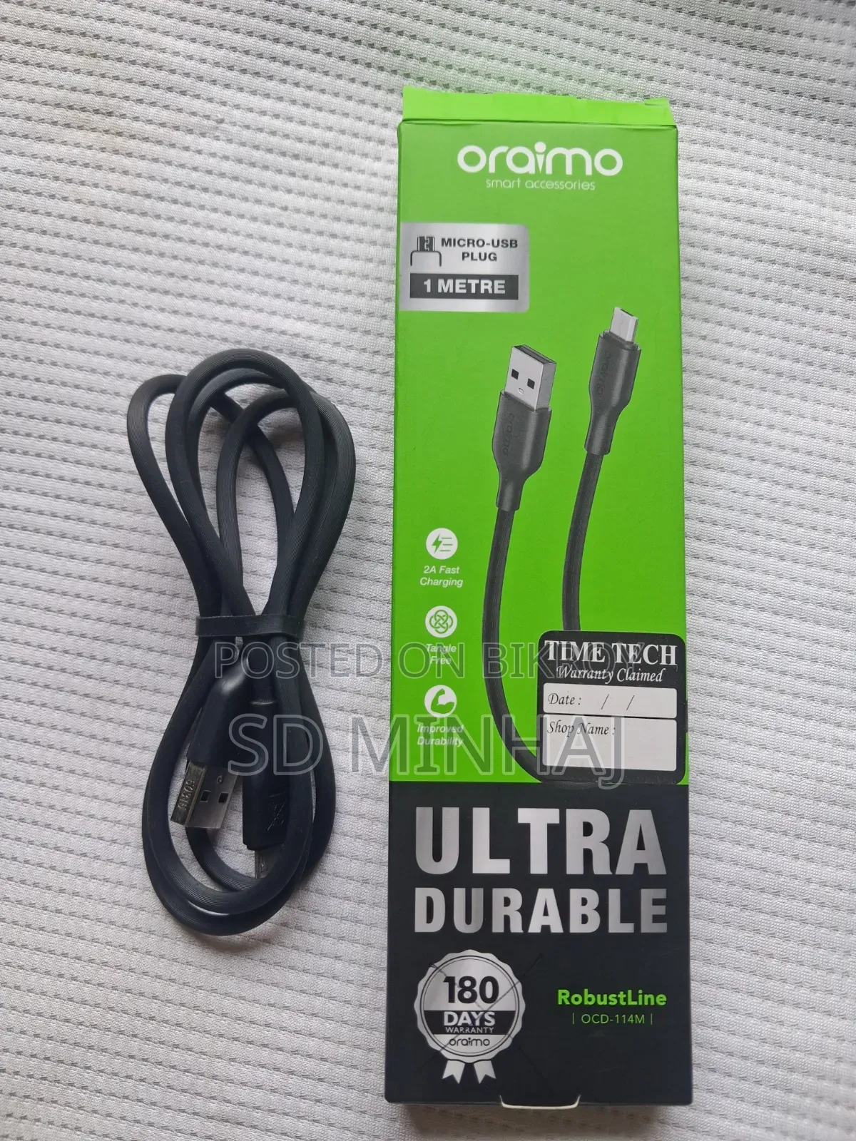 Oraimo Type B Cable. Fast Charging Support. High Quality Cable.