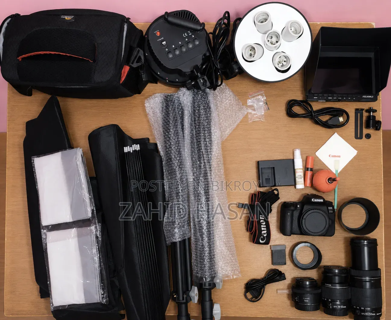 Canon 77d, Zoom, Ket, Prime Lans Softbox Full Setup. Body Condition