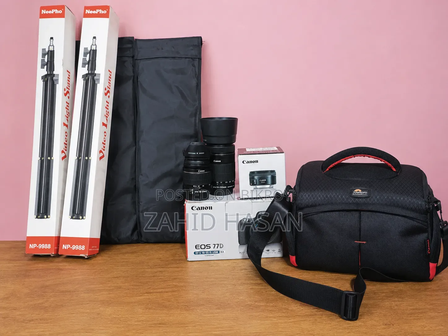Canon 77d, Zoom, Ket, Prime Lans Softbox Full Setup. Body Condition