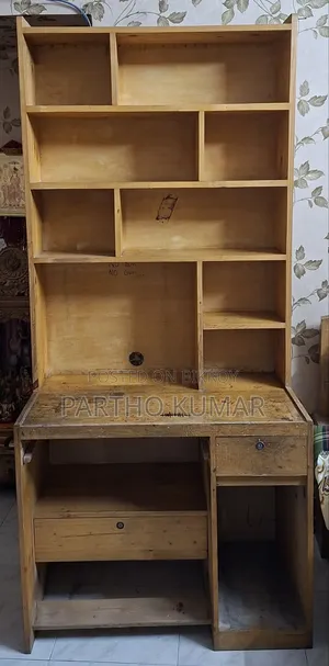 Wooden Study Table With Bookshelf Drawer | Strong Spacious