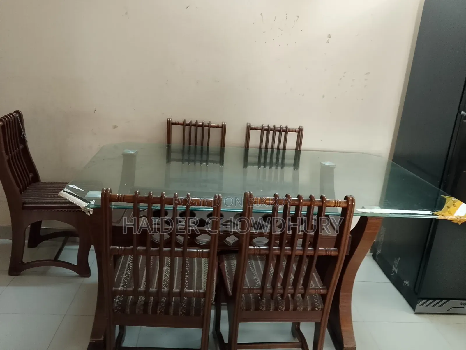 Hathil 6-chair glass dining table for sale