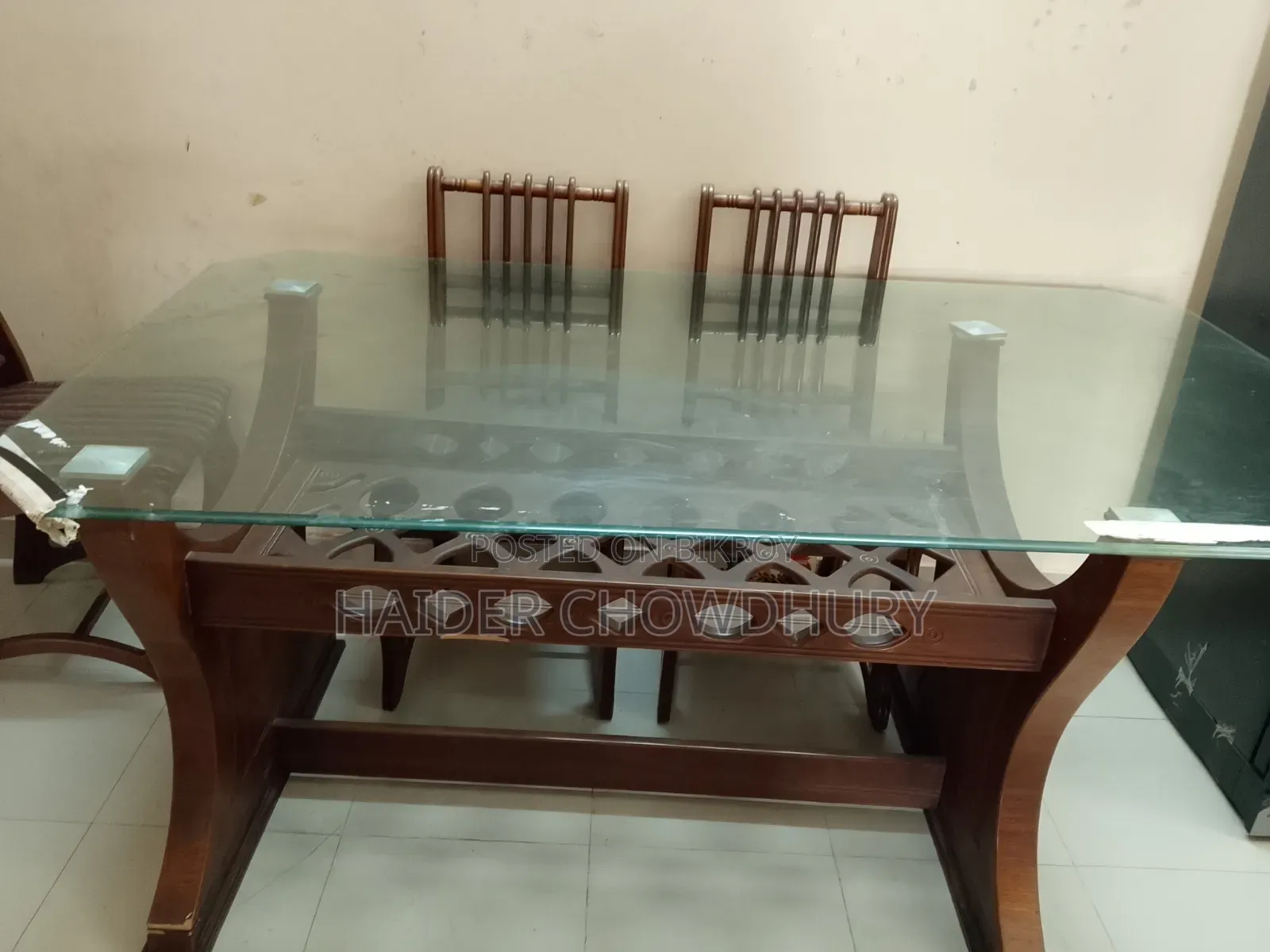 Hathil 6-chair glass dining table for sale