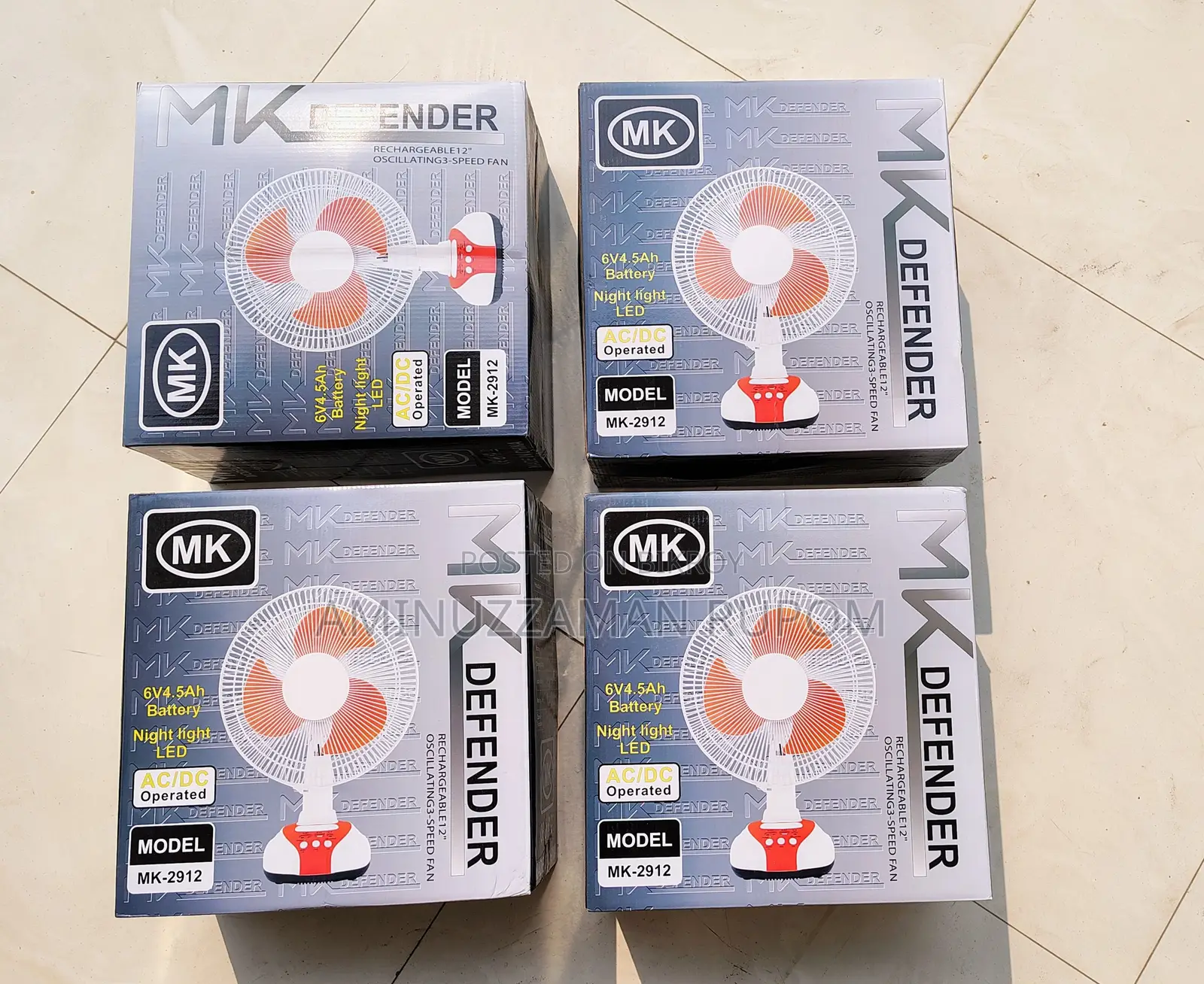 Mk Defender Rechargeable Ac-Dc Fan 12 Inch