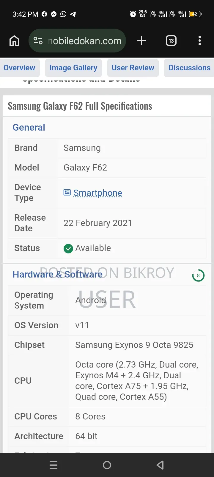 Samsung Galaxy F62 128 GB Black
