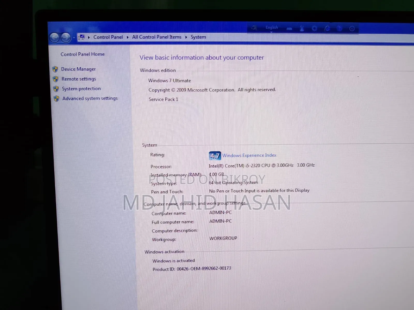 Desktop Computer 4GB Intel SSD 128GB