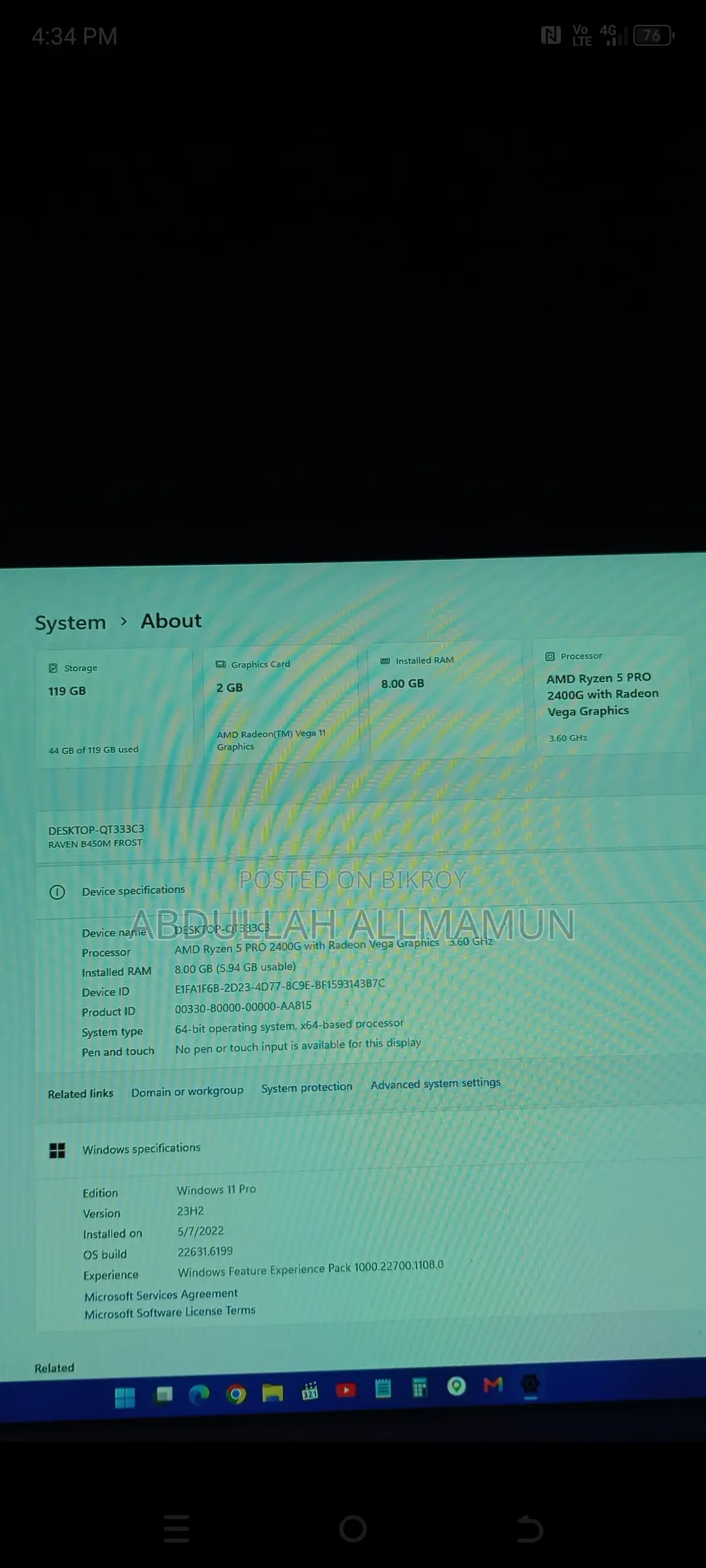 New Desktop Computer 8GB AMD Ryzen 5 SSD 128GB