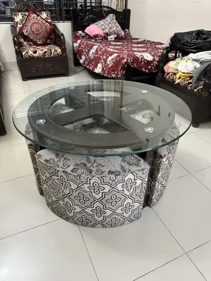 Circular Glass Center Table Set