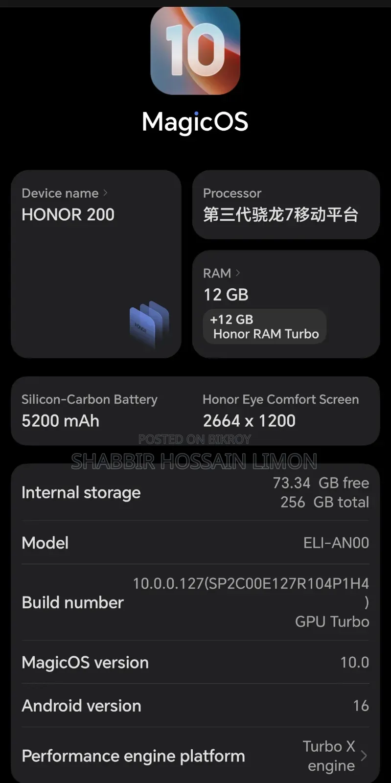 Honor 200 256 GB Black