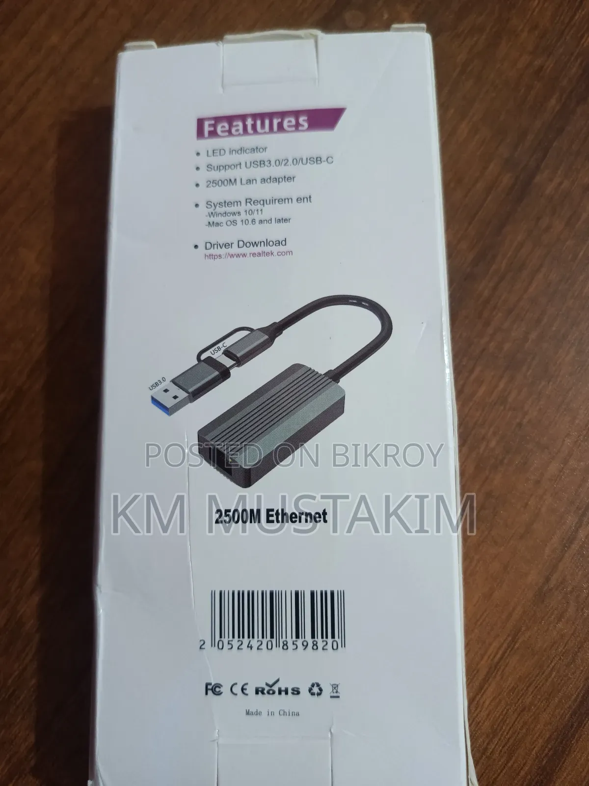 High-speed 2.5gbps Lan Adapter 2-in-1 Type-c Usb 5gbps Transfer Rate