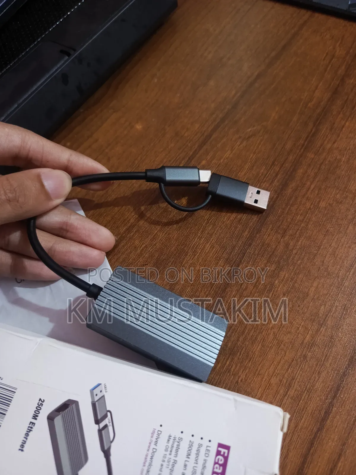High-speed 2.5gbps Lan Adapter 2-in-1 Type-c Usb 5gbps Transfer Rate