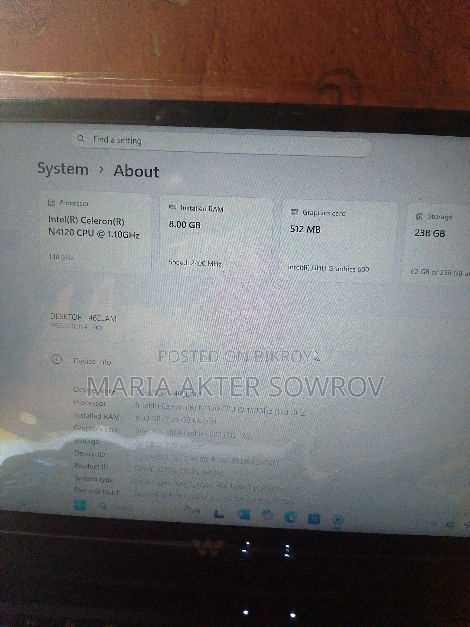 New Laptop 18GB HDD+SSD 128GB
