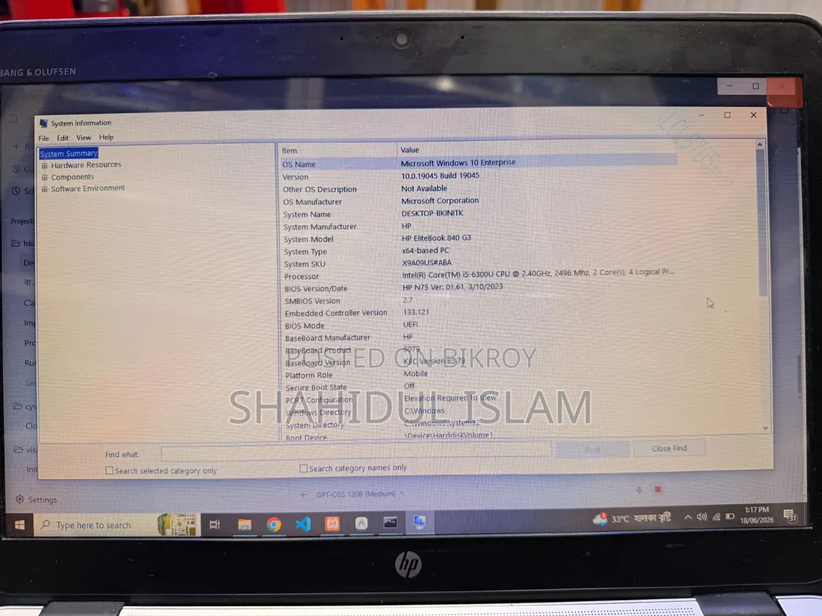 Laptop HP EliteBook 820 G3 16GB Intel Core I5 SSD 256GB