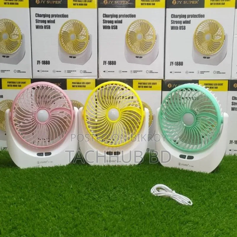 Jysuper Jy-1880 Rechargeable Ac/Dc 2400mah Battery Portable Fan