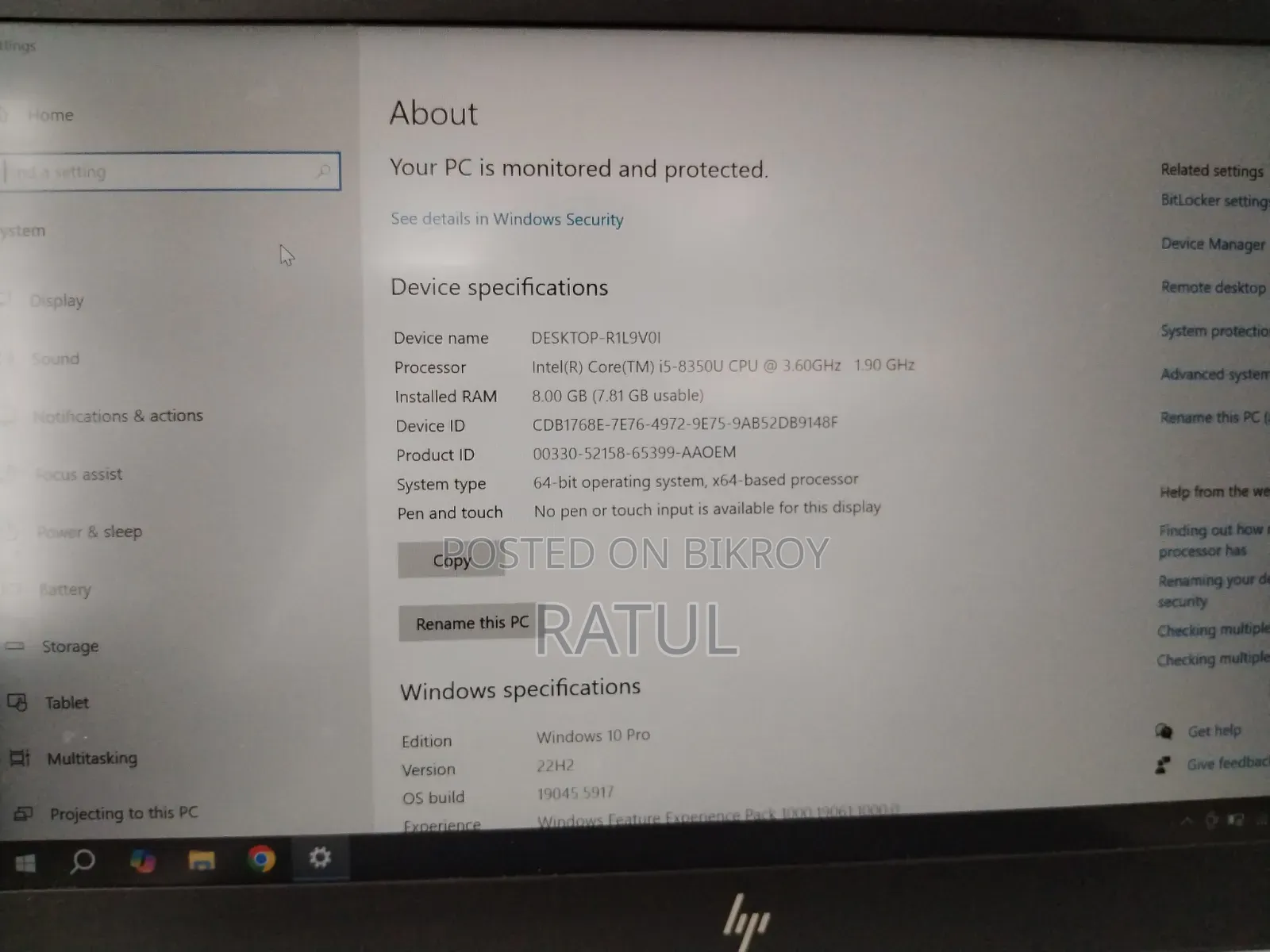 Laptop HP EliteBook 840 G5 8GB Intel Core i5 256GB SSD