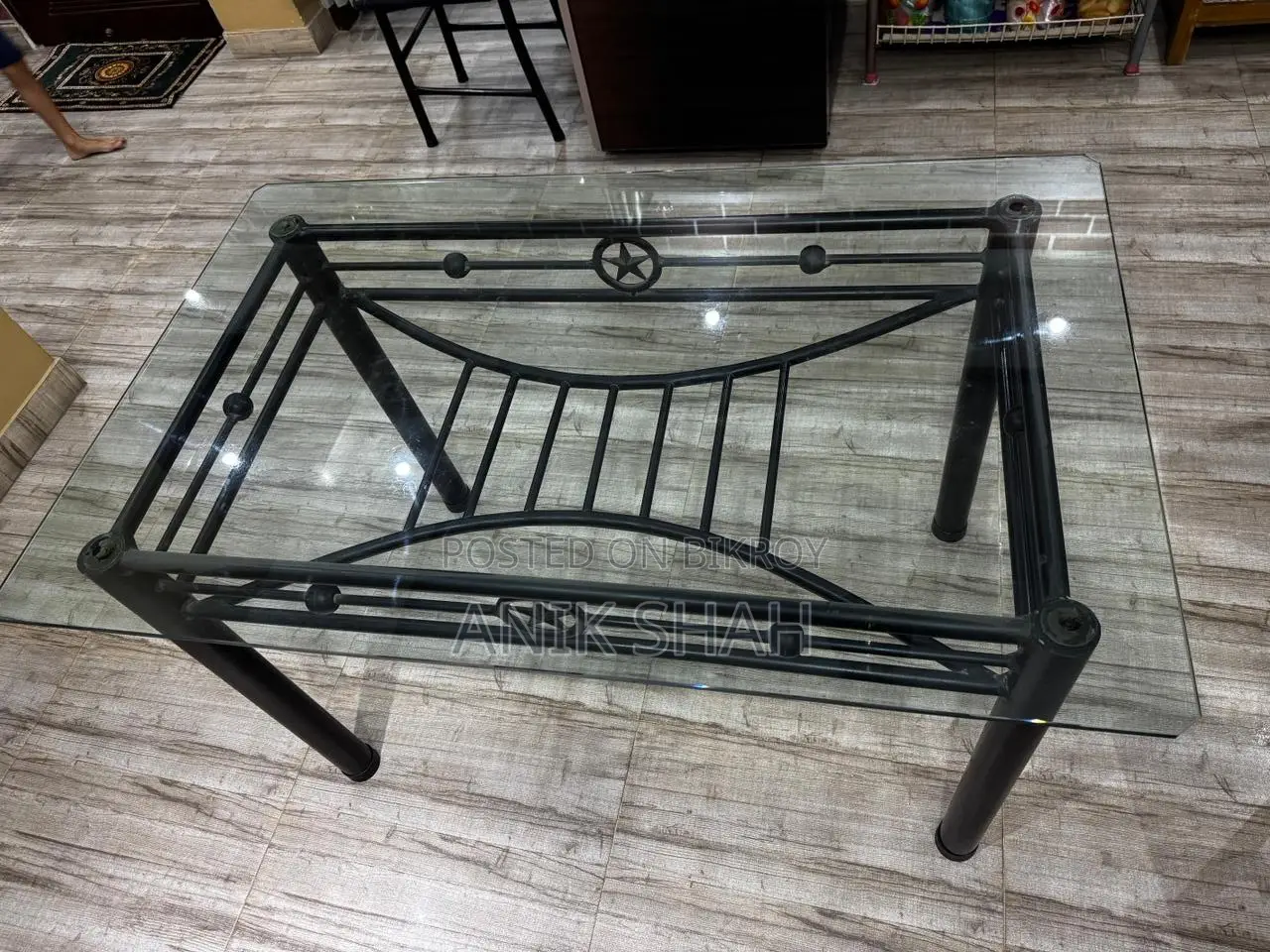 Metal Dining Table With Glass Top