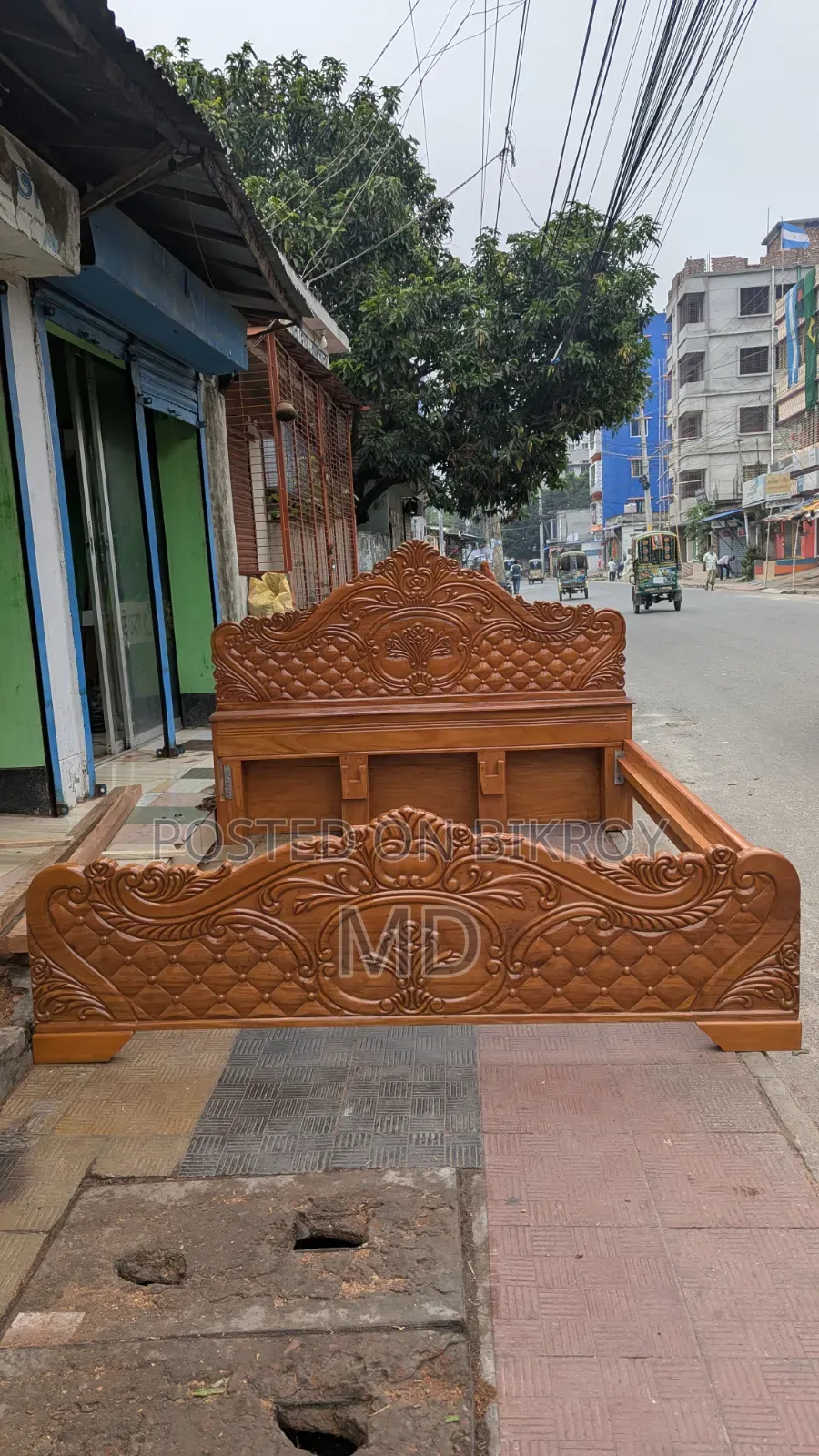 Brand New Mahogany Wood CNC Design Bed | 7x6 Feet